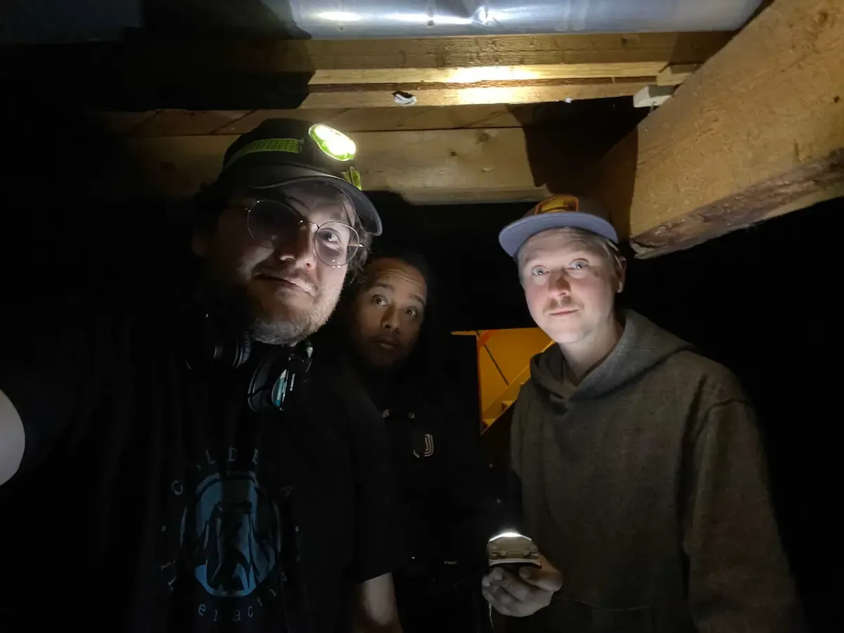 Photo of Isael, Mickael and Chris taken on location when recording at Fort Edmonton Park