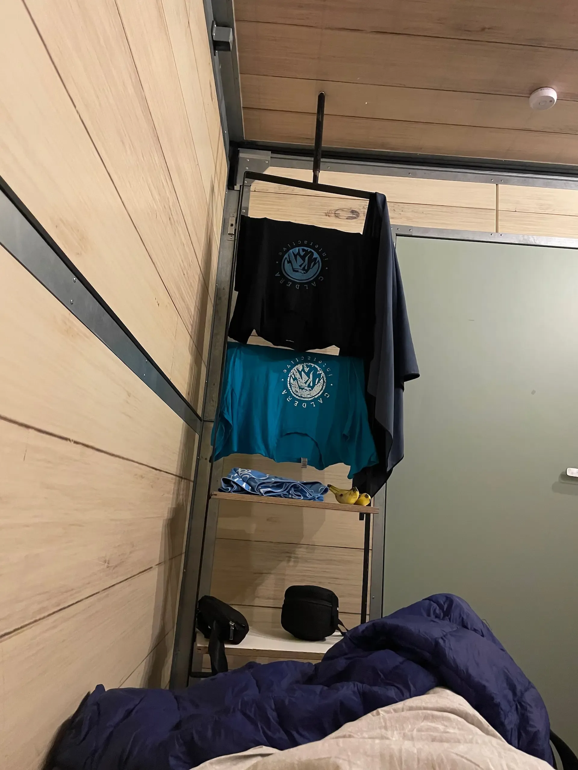 Photo of Caldera t-shirts drying overnight in our room