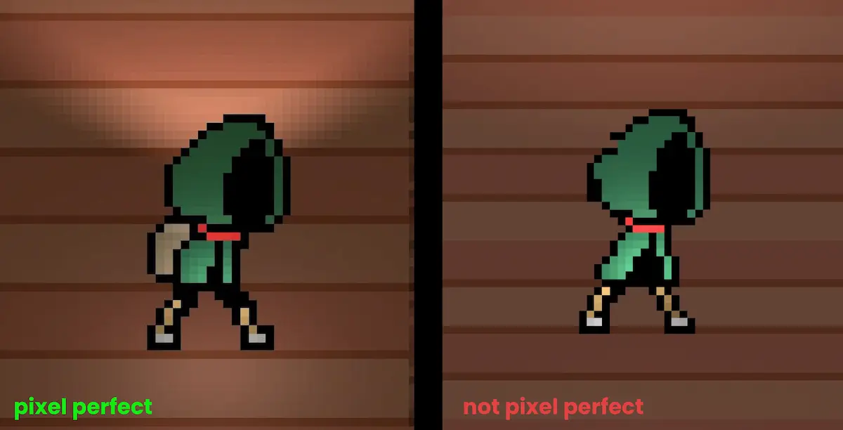 Side by side comparison of pixel perfect sprite and not