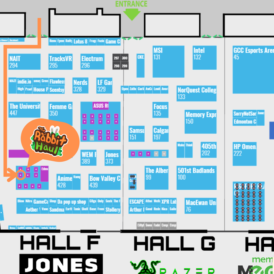 Screenshot of the Game Con Canada floor plan and the location of our booth