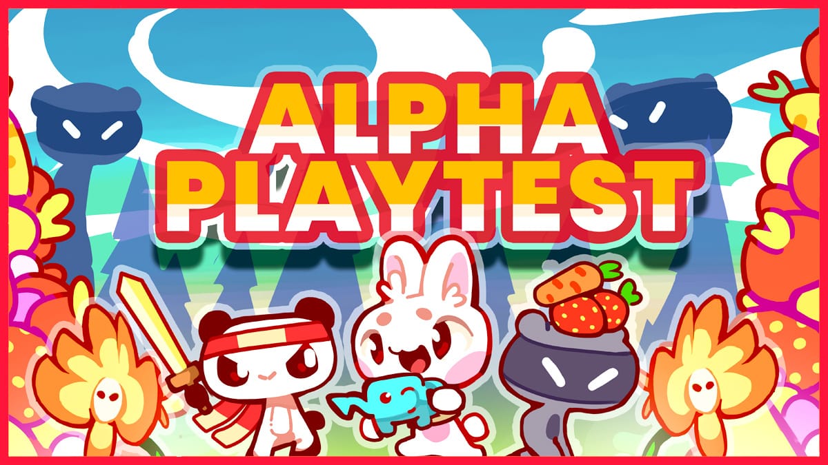 Image with the text Alpha Playtest and characters from the game