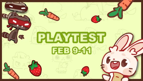 The Rabbit Haul game screenshot with text reading "Playtest The Rabbit Haul February 9 to 11, 2024"