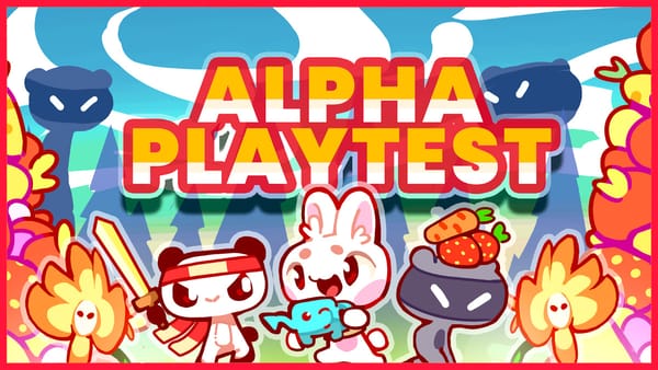 Image with the text Alpha Playtest and characters from the game